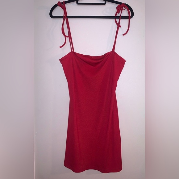 Red Ribbed Bodycon Style Sundress - Picture 2 of 4